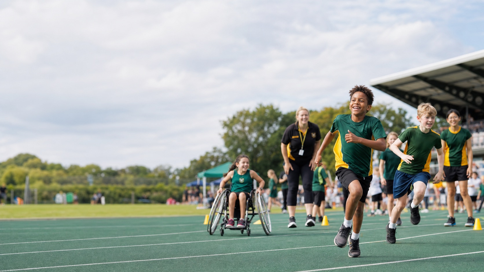 Children taking part in an inclusive athletics event
